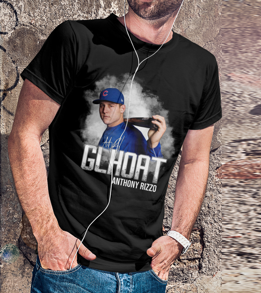 CHICAGO CUBS GLHOAT ANTHONY RIZZO SIGNATURE BLUE SMOKE BACKGROUND T-Shirt