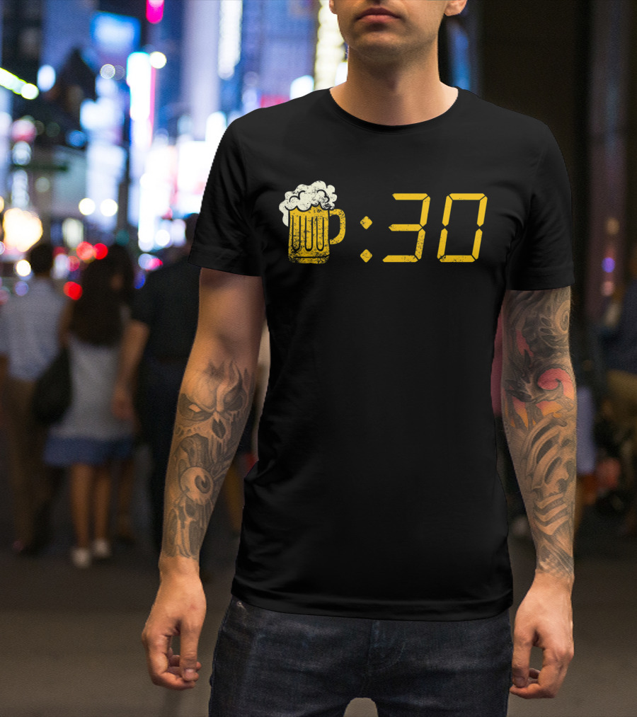 Beer Mug Digital Clock Display :30 Funny Drinking Or Getting Drunk T-Shirt