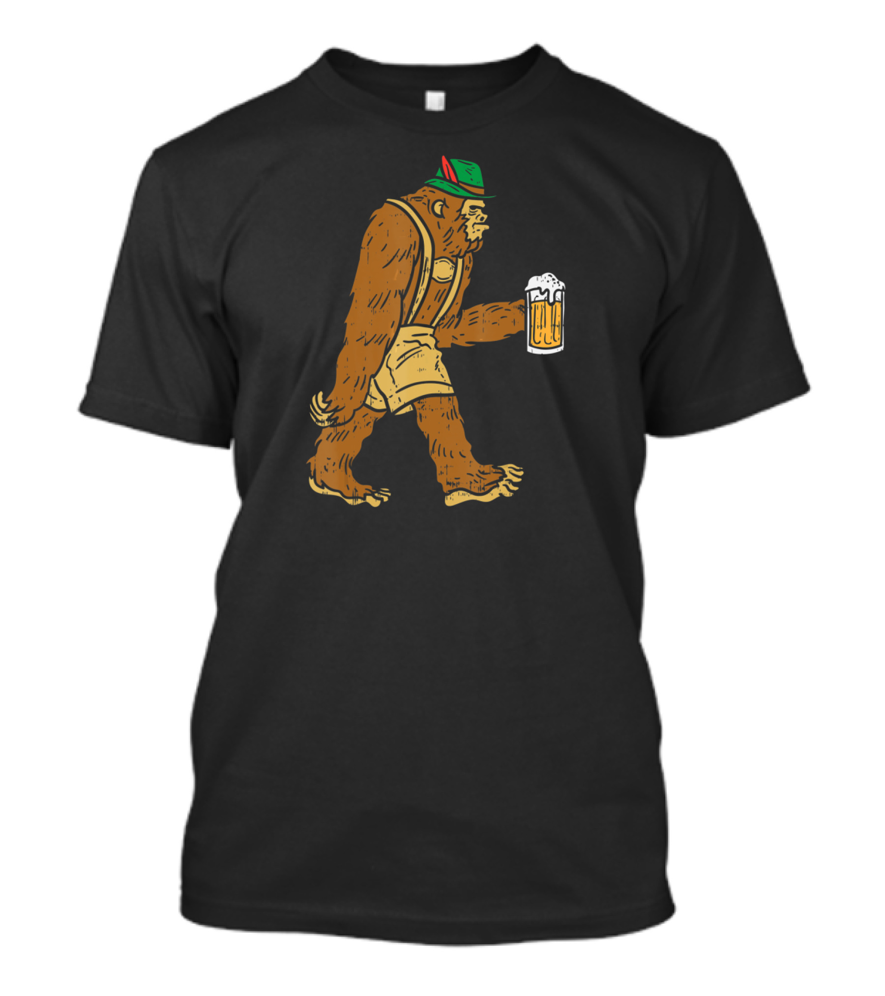 German Bigfoot Sasquatch Lederhose Beer Oktoberfest Funny T-Shirt