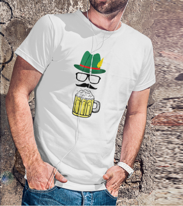 Oktoberfest Funny German Bavarian Bier Beer Prost Hat Glasses Mustache Beer Mug T-Shirt