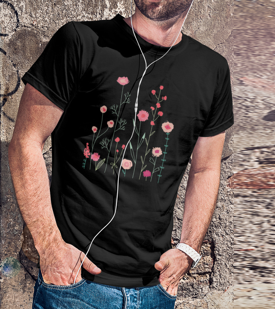 Painted Wildflower Botanical Vintage Floral Garden Blossoms T-Shirt