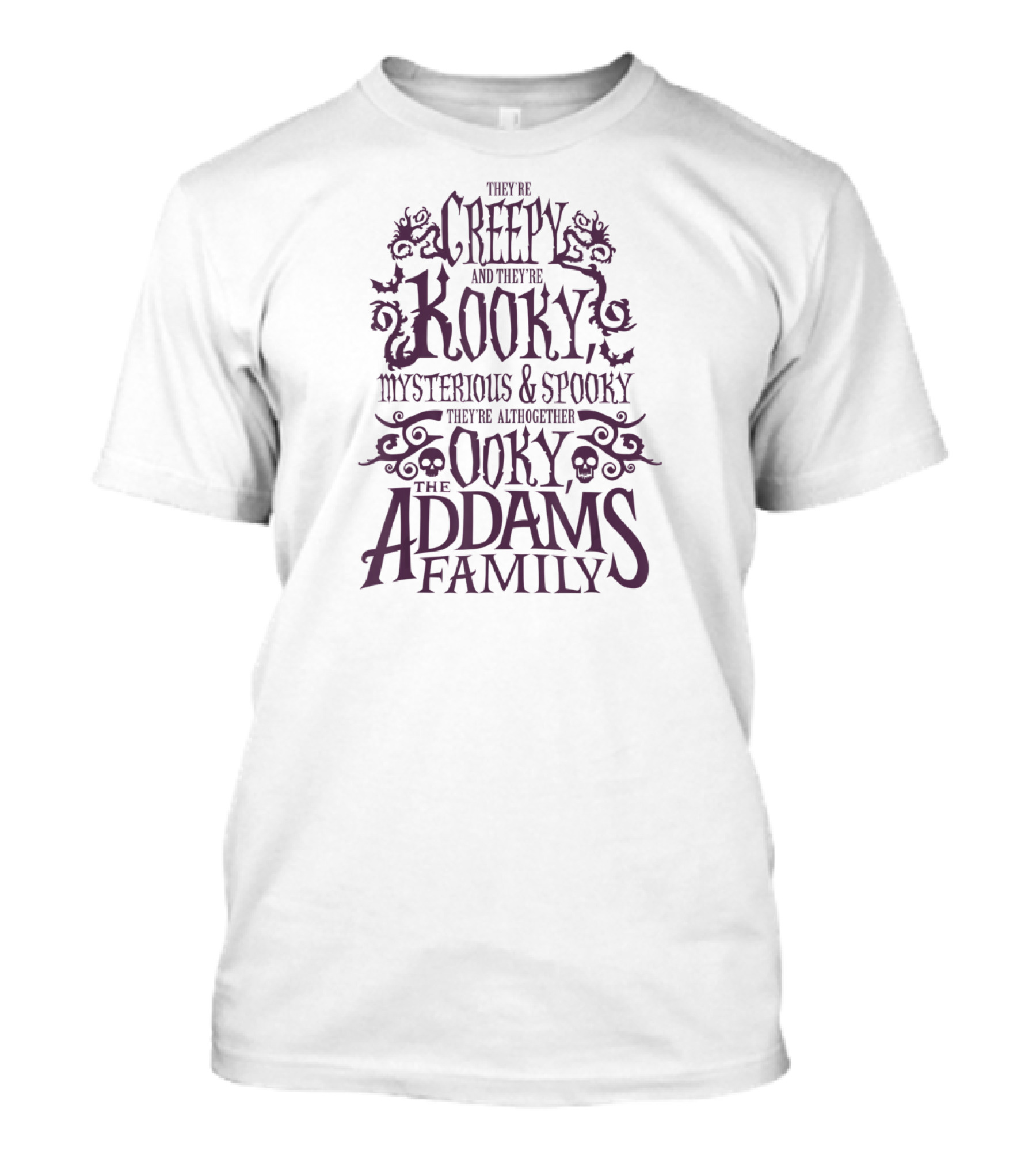 Creepy Kooky Mysterious Spooky Ooky Addams Family Word Stack T-Shirt