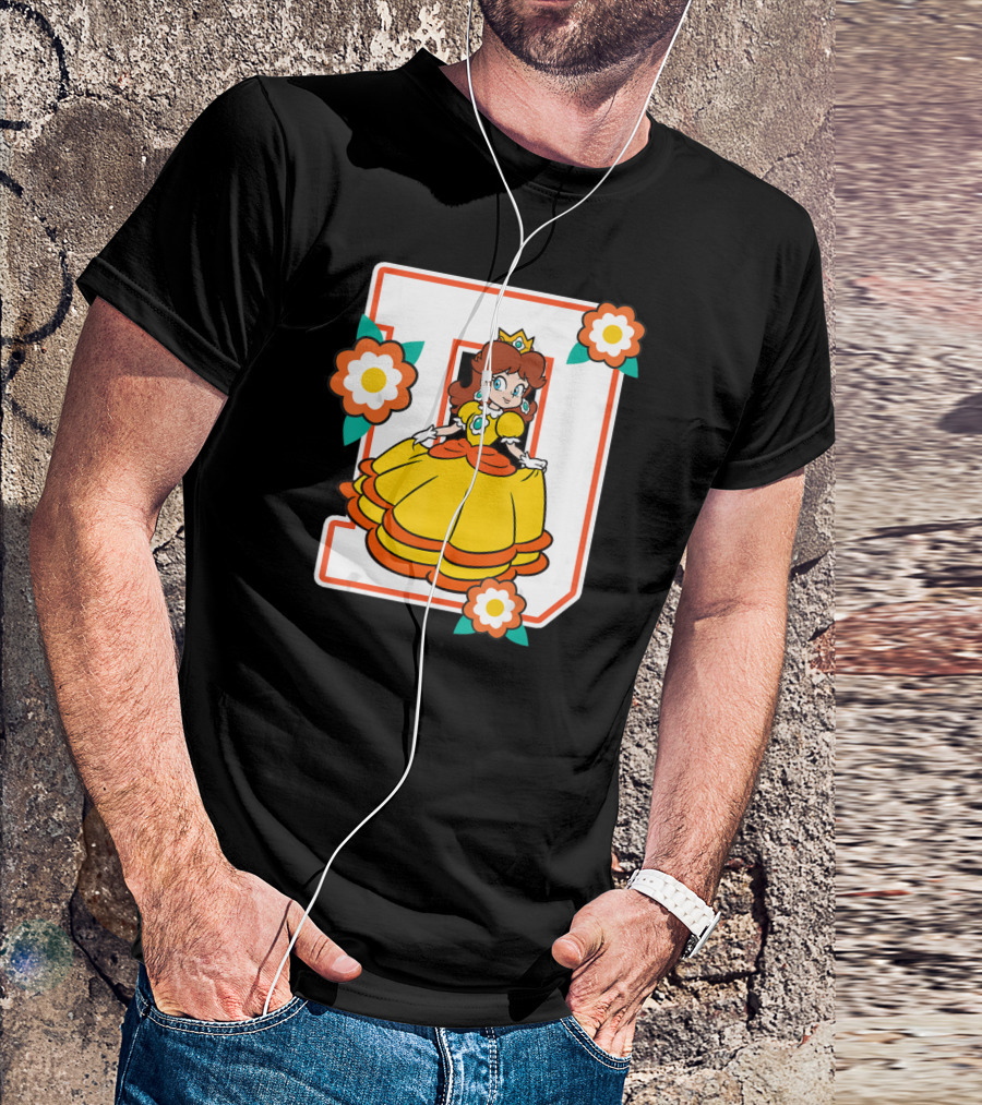 Super Mario Daisy Princess With Flowers And Letter D T-Shirt