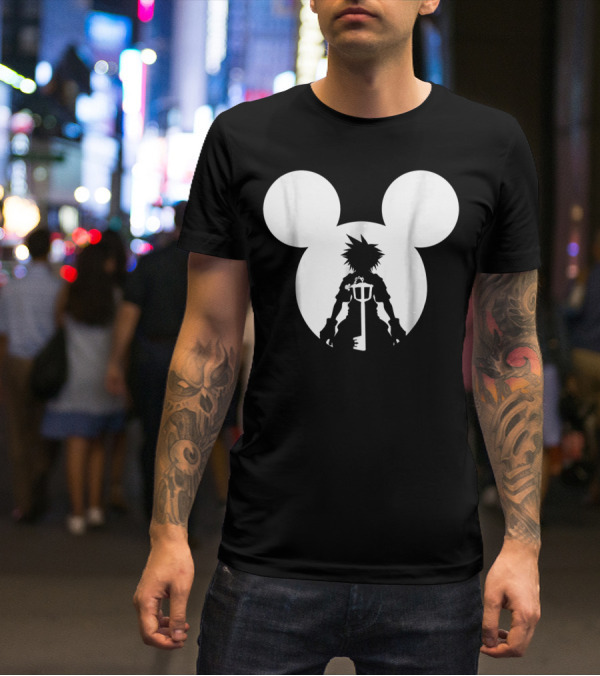 Disney Kingdom Hearts Sora Silhouette Keyblade Mickey Ears T-Shirt