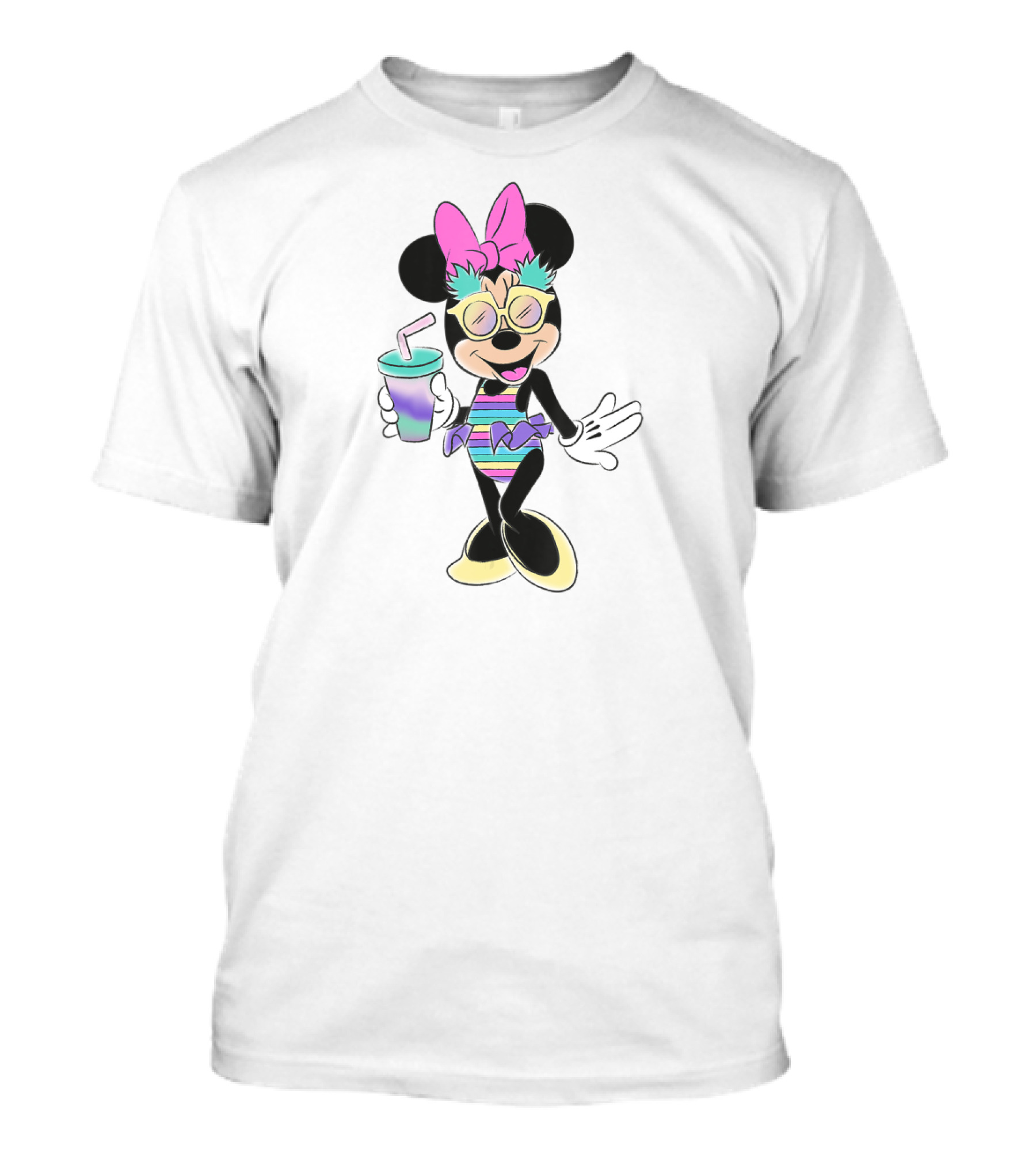 Disney Minnie Mouse Unicorn Pastel Stripes And Tropical Pineapples T-Shirt