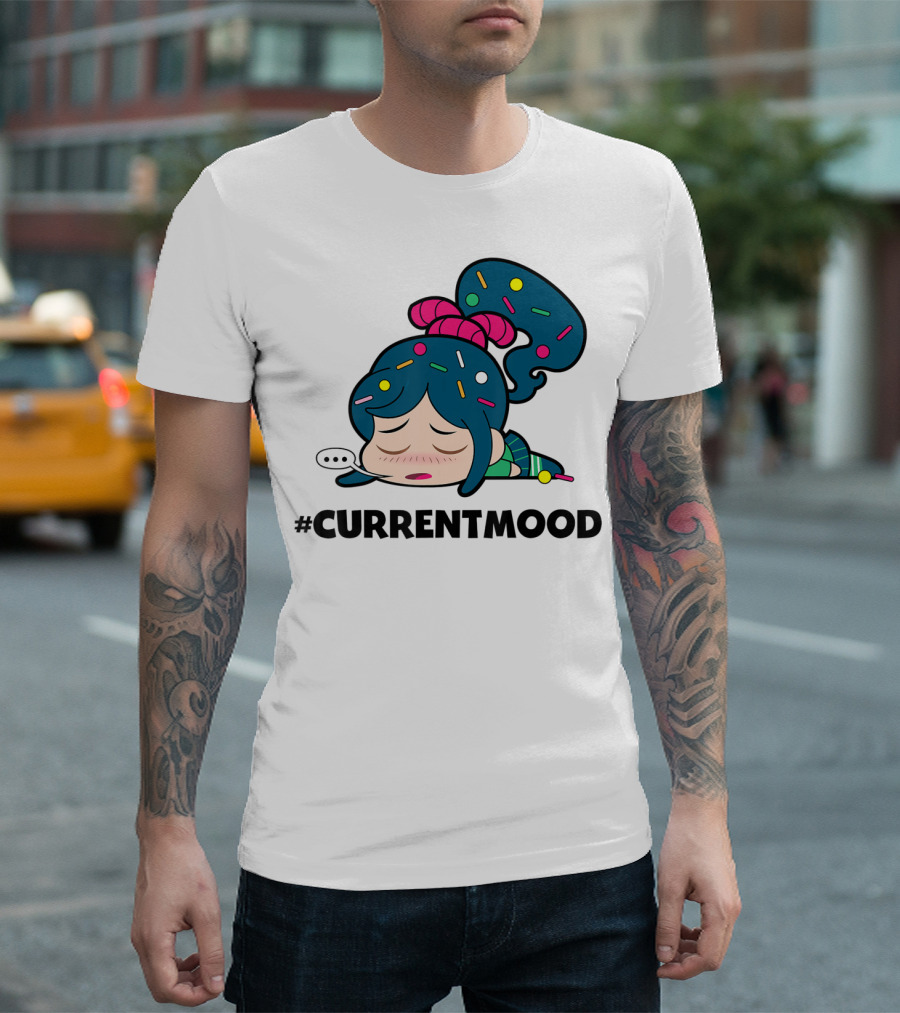 Disney Wreck It Ralph Vanellope #CurrentMood Sprinkles Hair Exhausted Expression T-Shirt