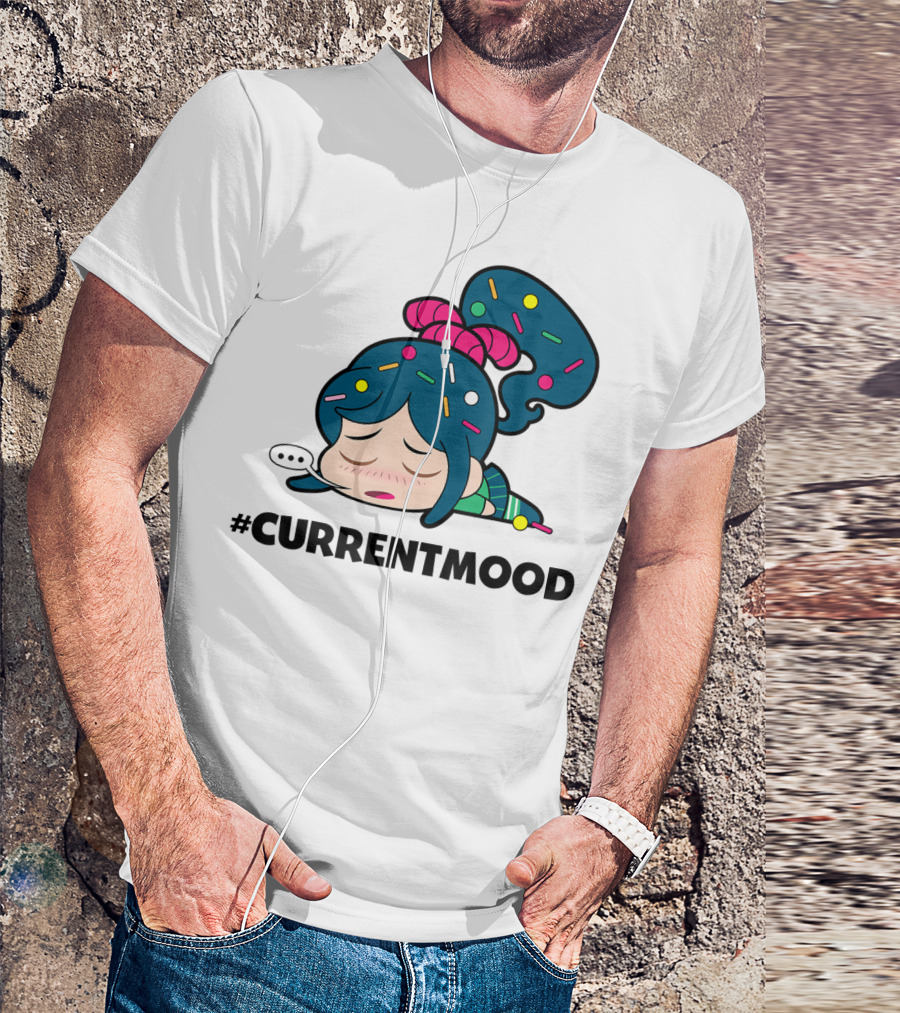 Disney Wreck It Ralph Vanellope #CurrentMood Sprinkles Hair Exhausted Expression T-Shirt