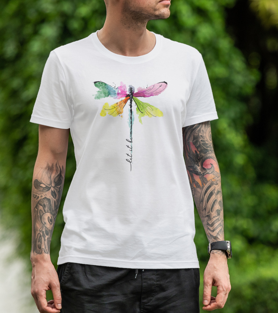 Let It Be Dragonfly Hippie Be Watercolor Peace T-Shirt