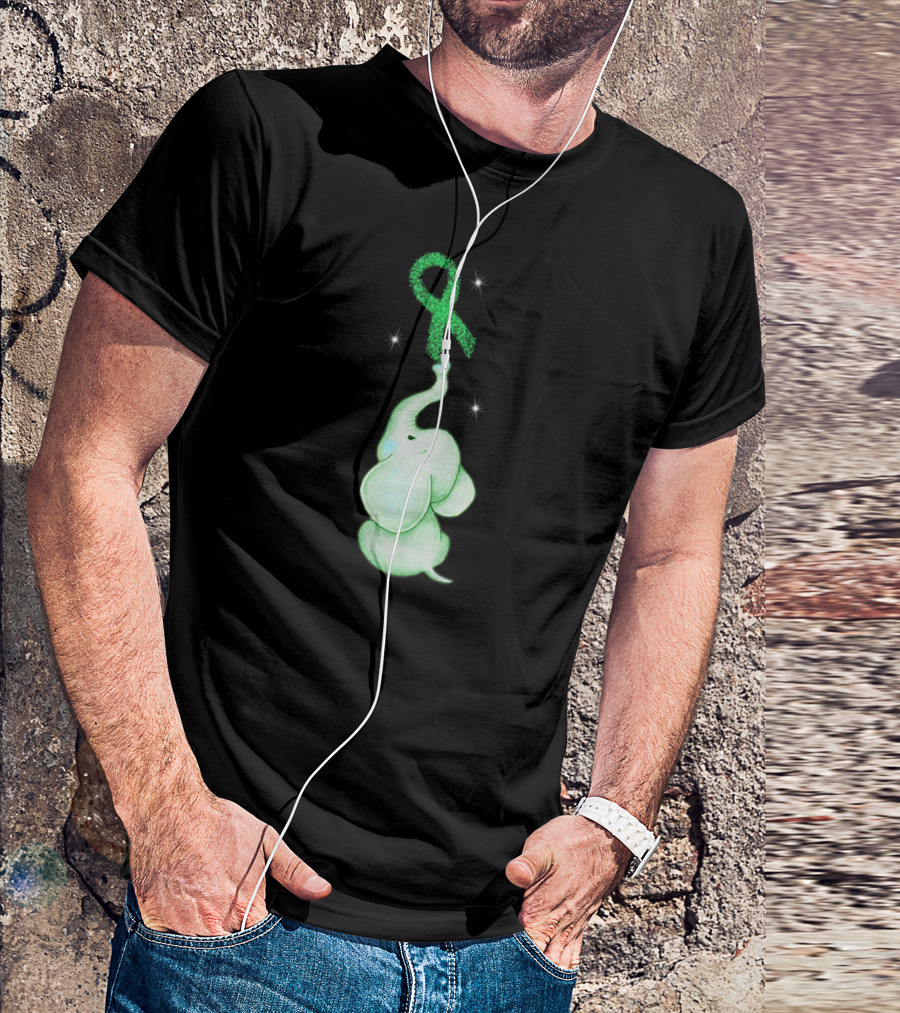 Elephant With Green Ribbon For Cerebral Palsy Awareness T-Shirt