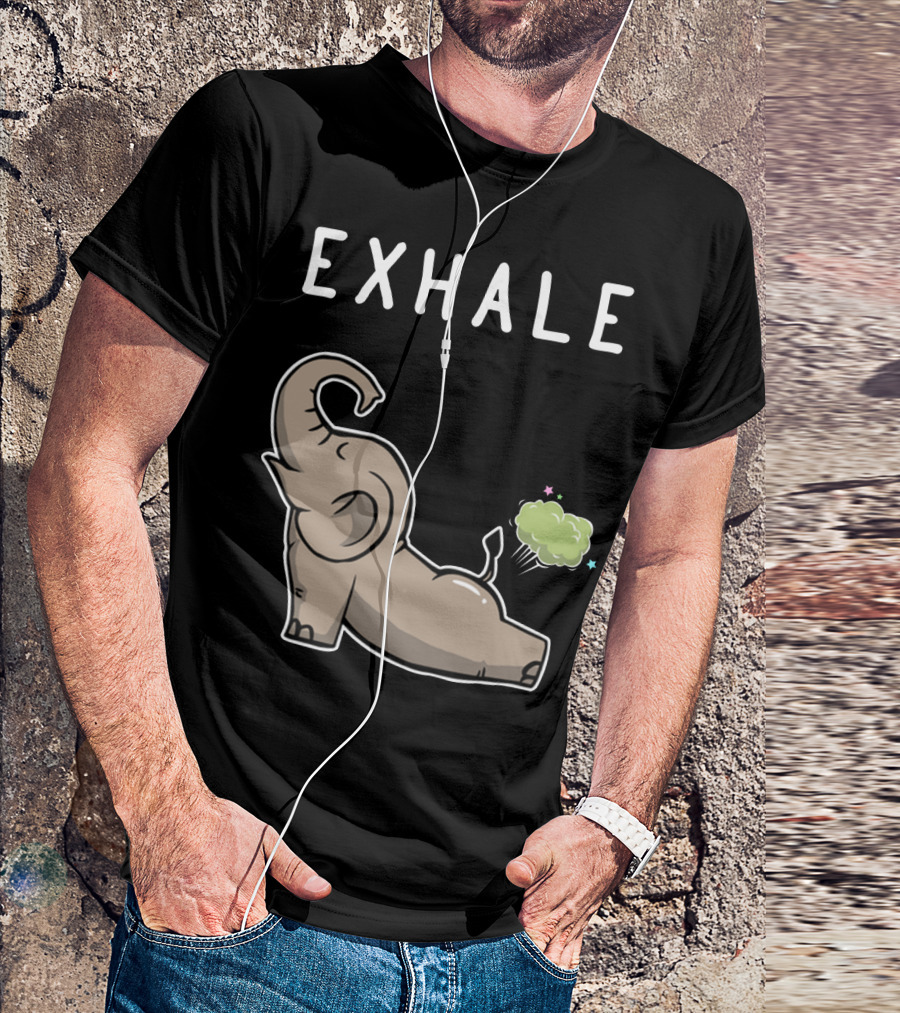 EXHALE Mens Womens Funny Elephant Lovers T-Shirt