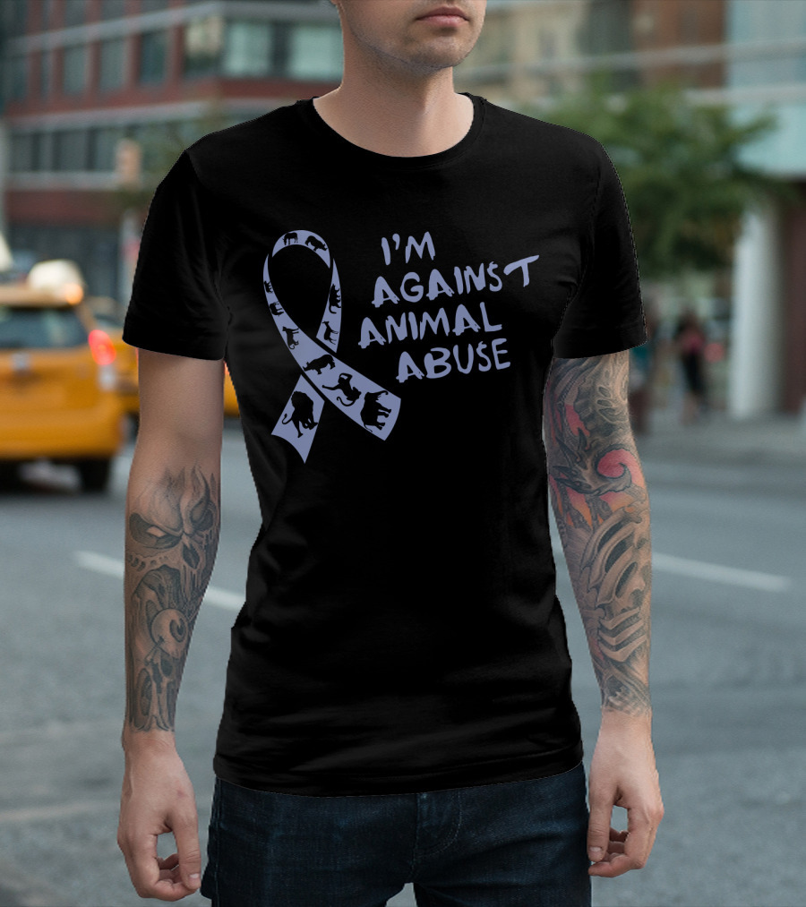 I'm Against Animal Abuse Ribbon with Animal T-Shirt