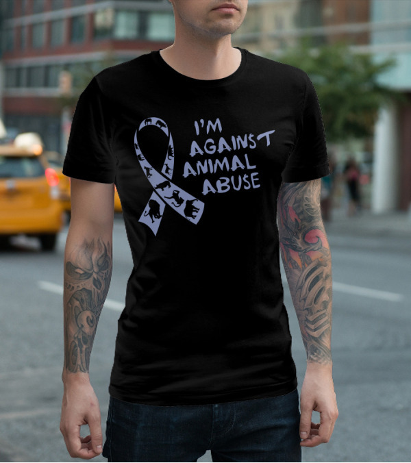 I'm Against Animal Abuse Ribbon With Animal T-Shirt