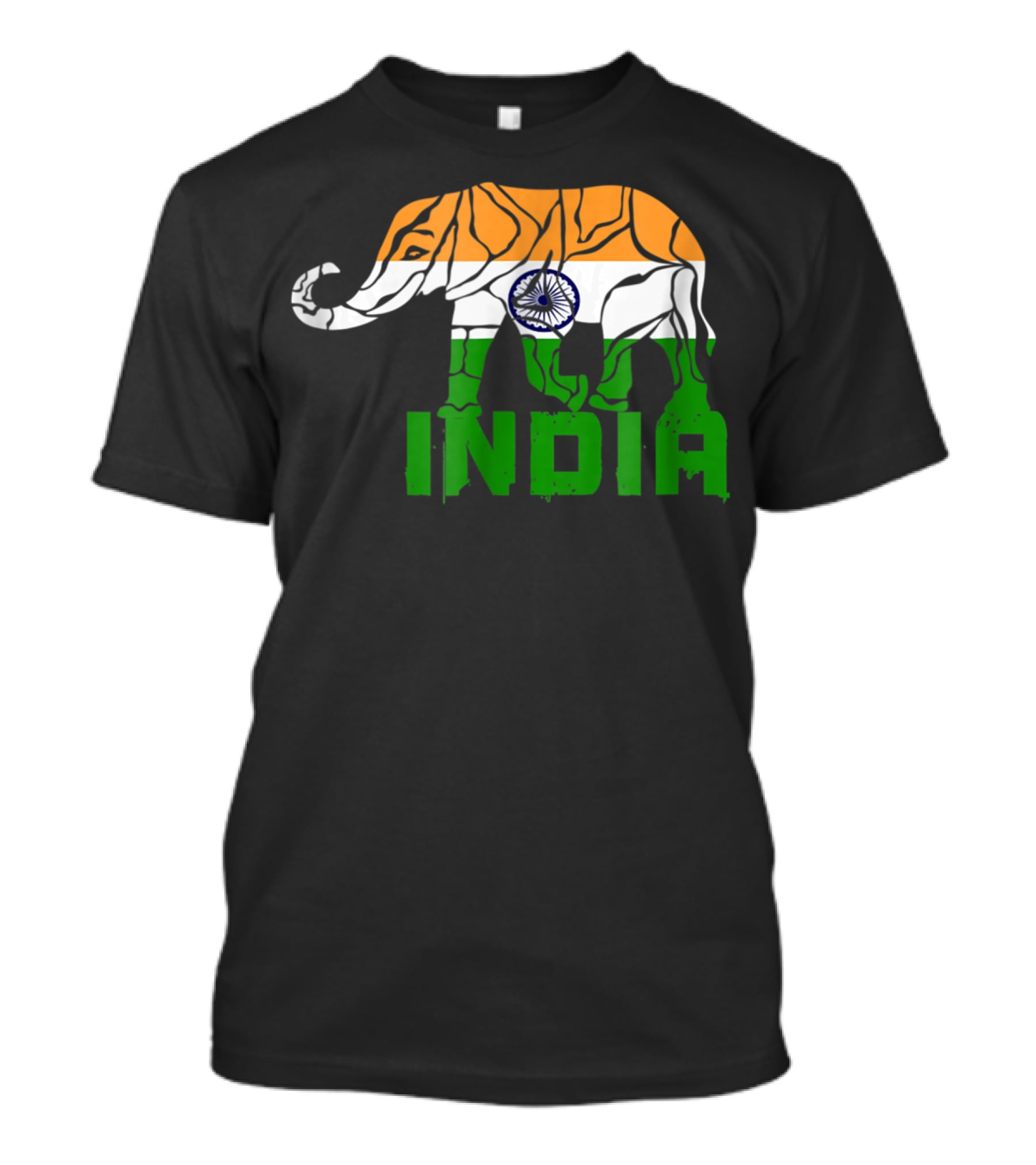 India Elephant With National Flag Colors And India Text T-Shirt
