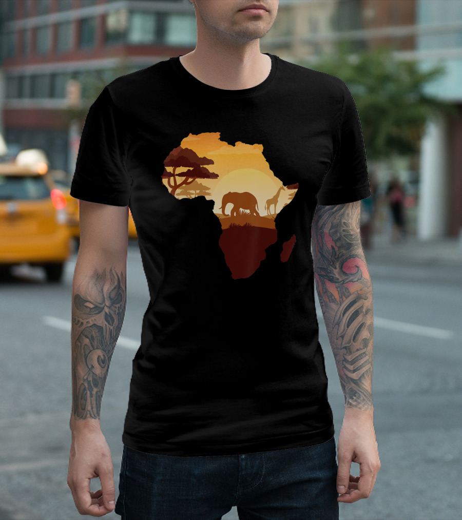 Wildlife Safari Animals Ivory Elephant Africa Silhouette Sunset T-Shirt