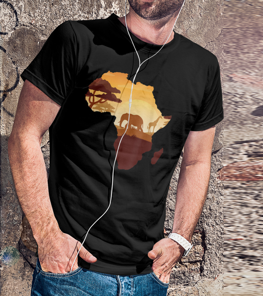 Wildlife Safari Animals Ivory Elephant Africa Silhouette Sunset T-Shirt