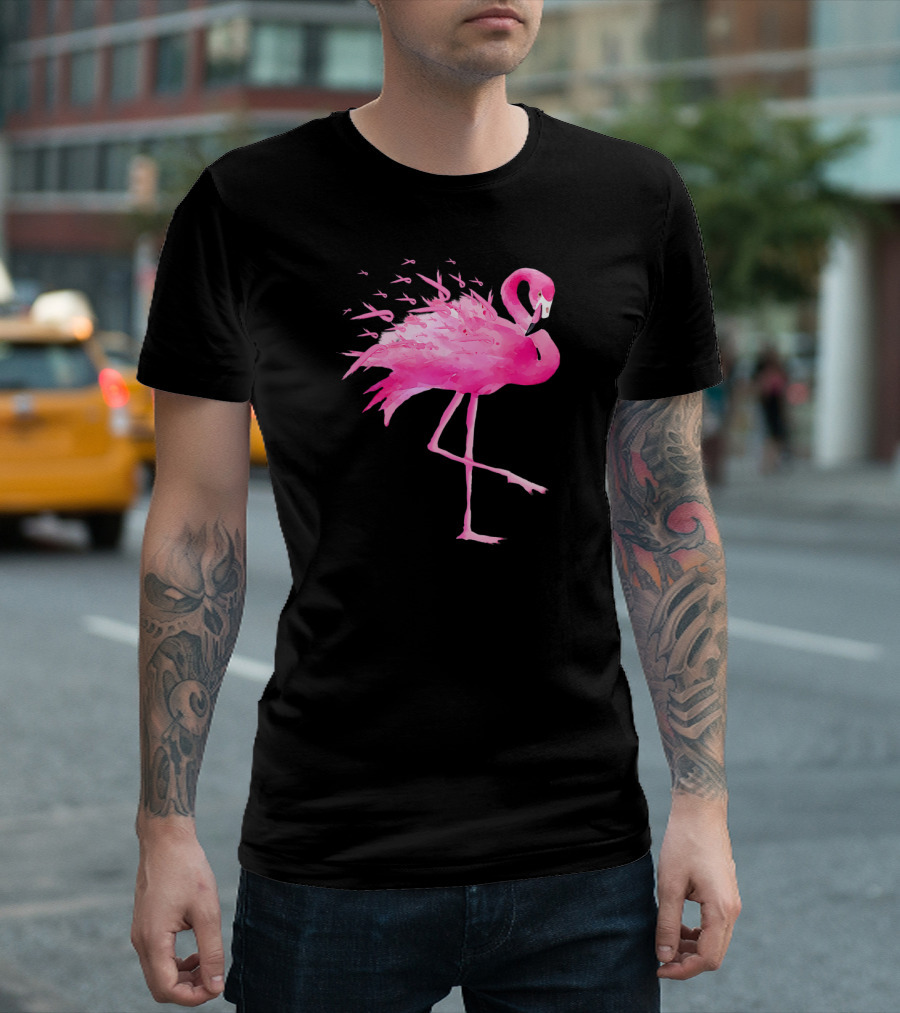 Flamingo Breast Cancer Awareness Pink Ribbon T-Shirt