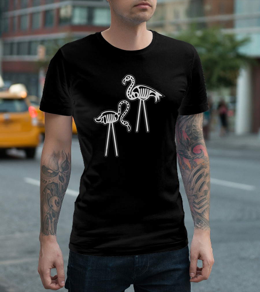 Flamingo Skeleton Funny Halloween Luau Party T-Shirt