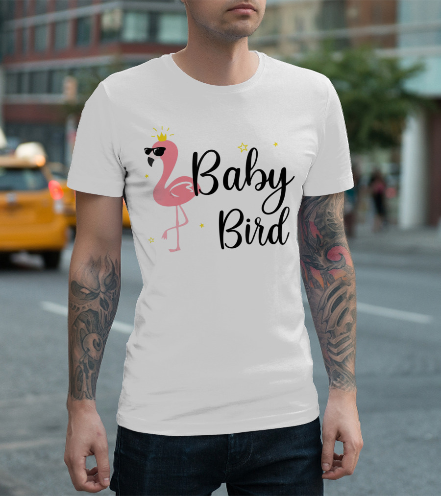 Baby Bird Flamingo Sunglasses Crown Stars T-Shirt