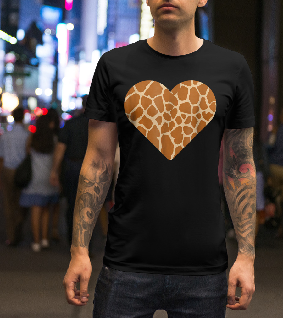 Giraffe Print Heart For Cute Giraffe Lover's Love T-Shirt