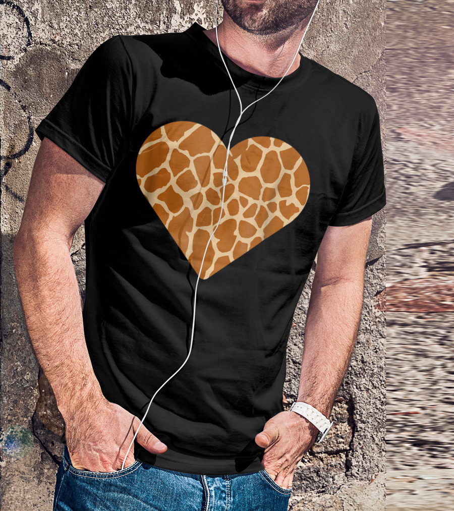 Giraffe Print Heart For Cute Giraffe Lover's Love T-Shirt