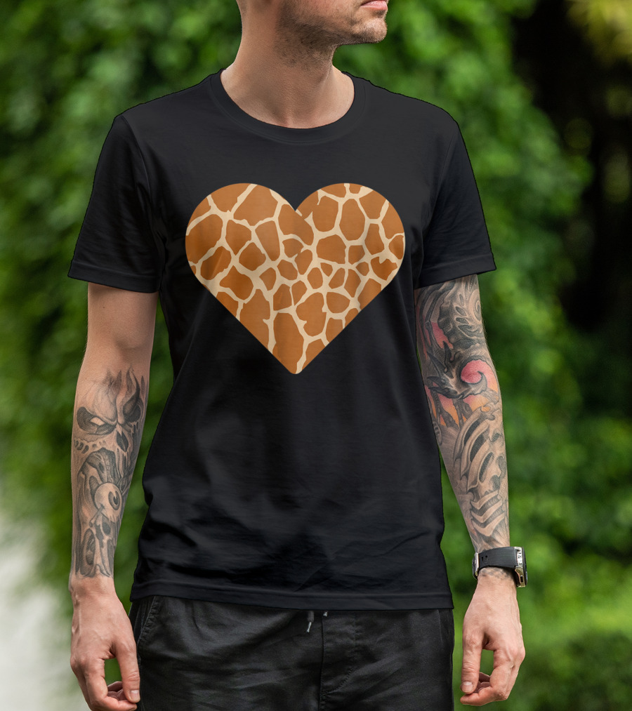 Giraffe Print Heart For Cute Giraffe Lover's Love T-Shirt