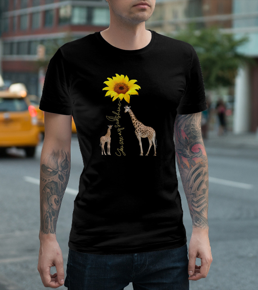 Sunflower You Are My Sunshine Giraffe with Mother and Calf T-Shirt