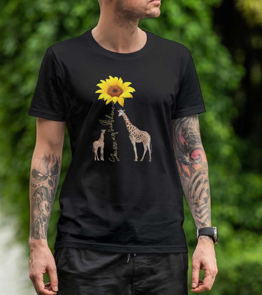 Sunflower You Are My Sunshine Giraffe With Mother And Calf T-Shirt