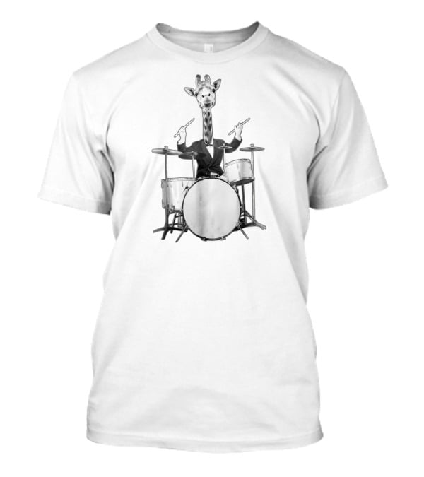 Funny Giraffe Drummer Drums Drumset Drumsticks T-Shirt