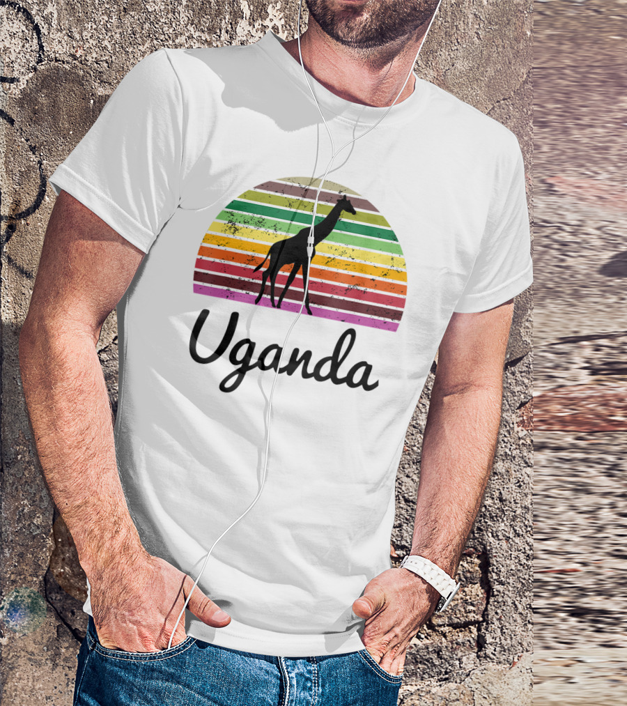 Uganda Giraffe Vintage Sunset Safari T-Shirt