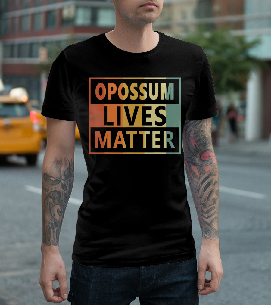 Opossum Lives Matter Vintage Vegan Opossum Lover Retro Stripes T-Shirt