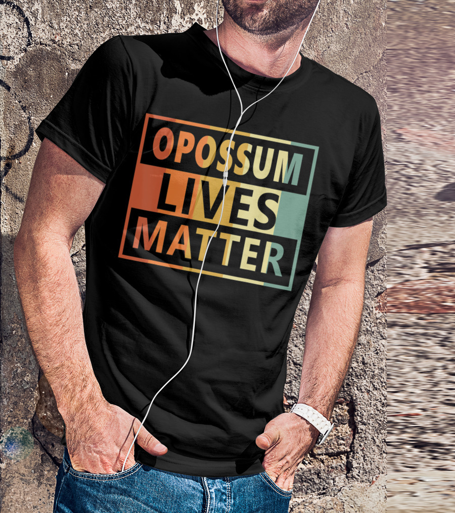 Opossum Lives Matter Vintage Vegan Opossum Lover Retro Stripes T-Shirt