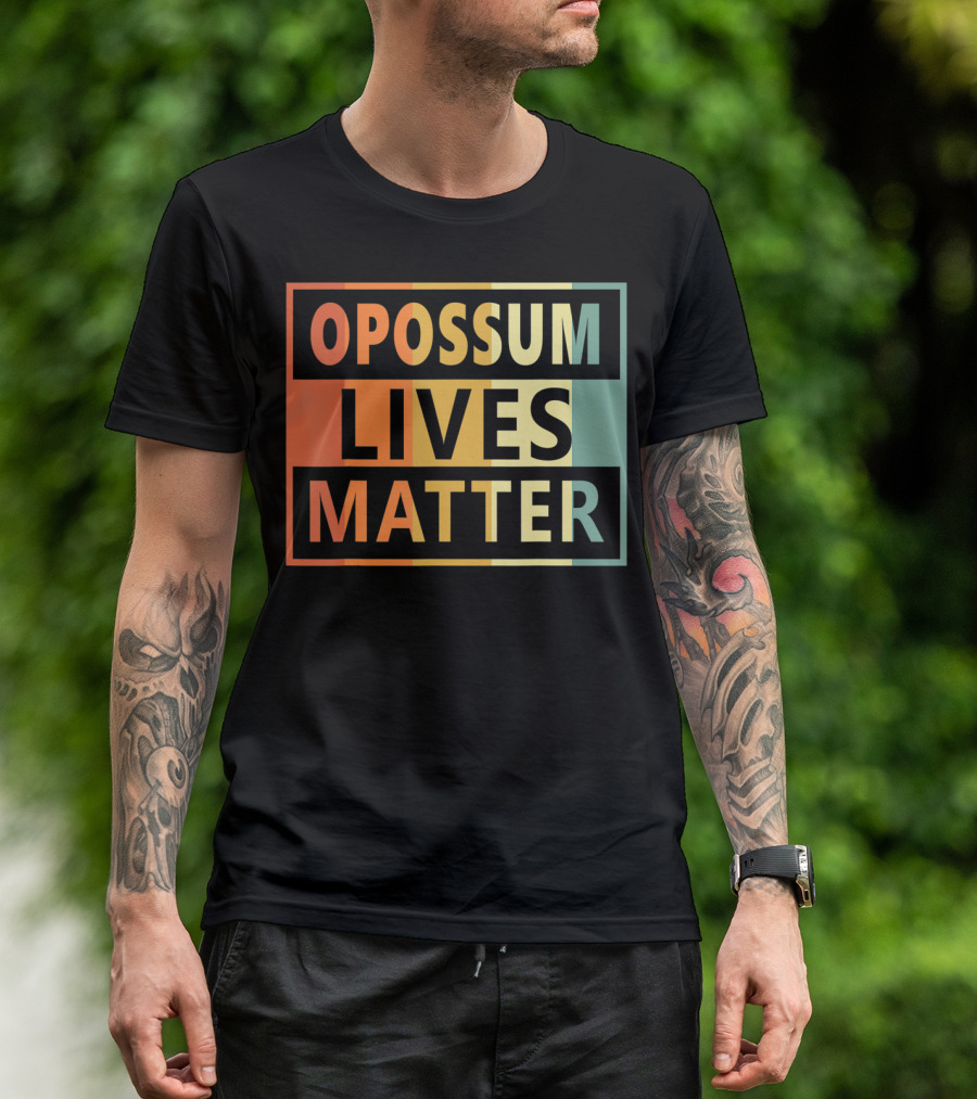 Opossum Lives Matter Vintage Vegan Opossum Lover Retro Stripes T-Shirt