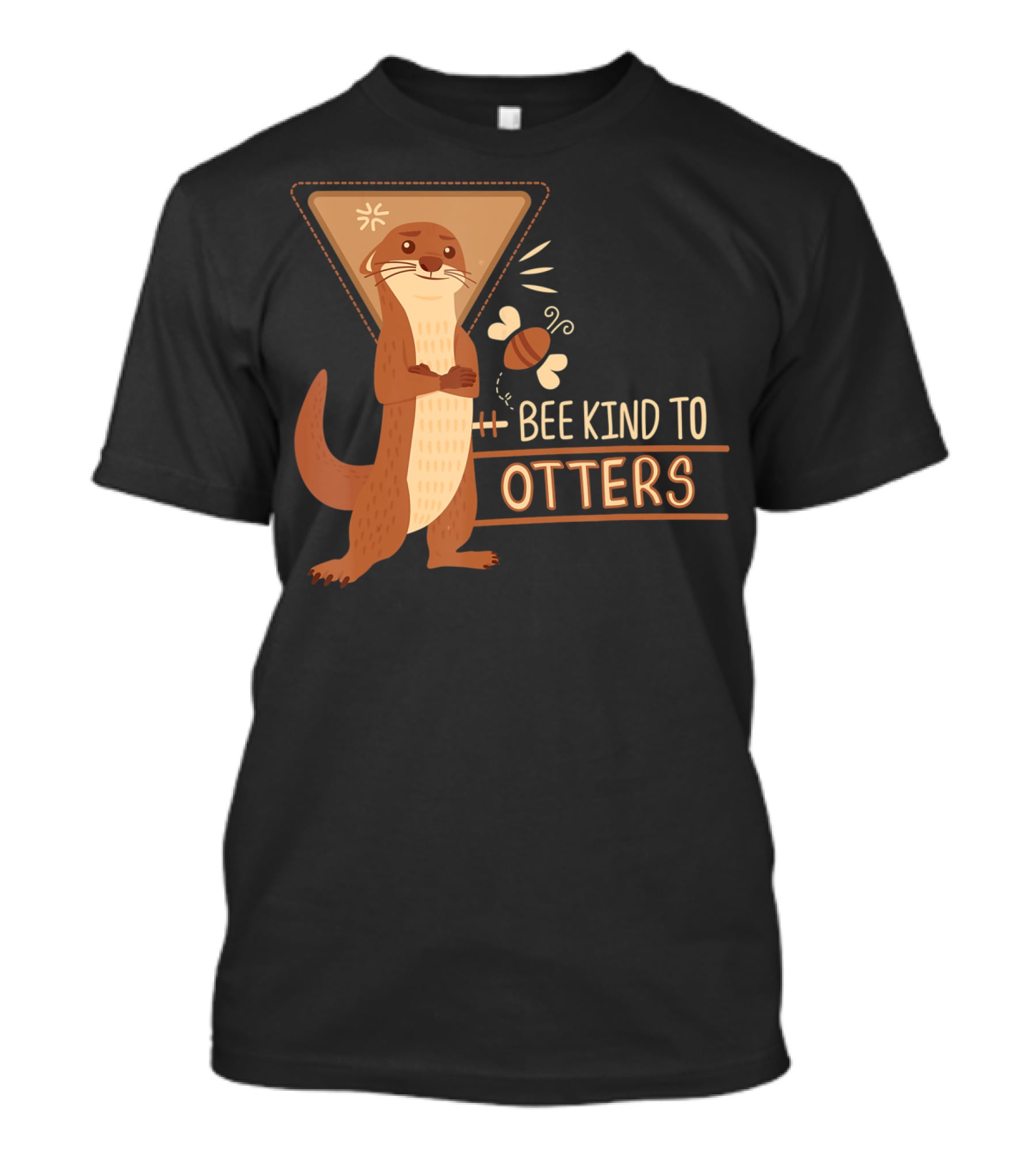 Bee Kind To Otters Otter With Bee And Geometric Background T-Shirt
