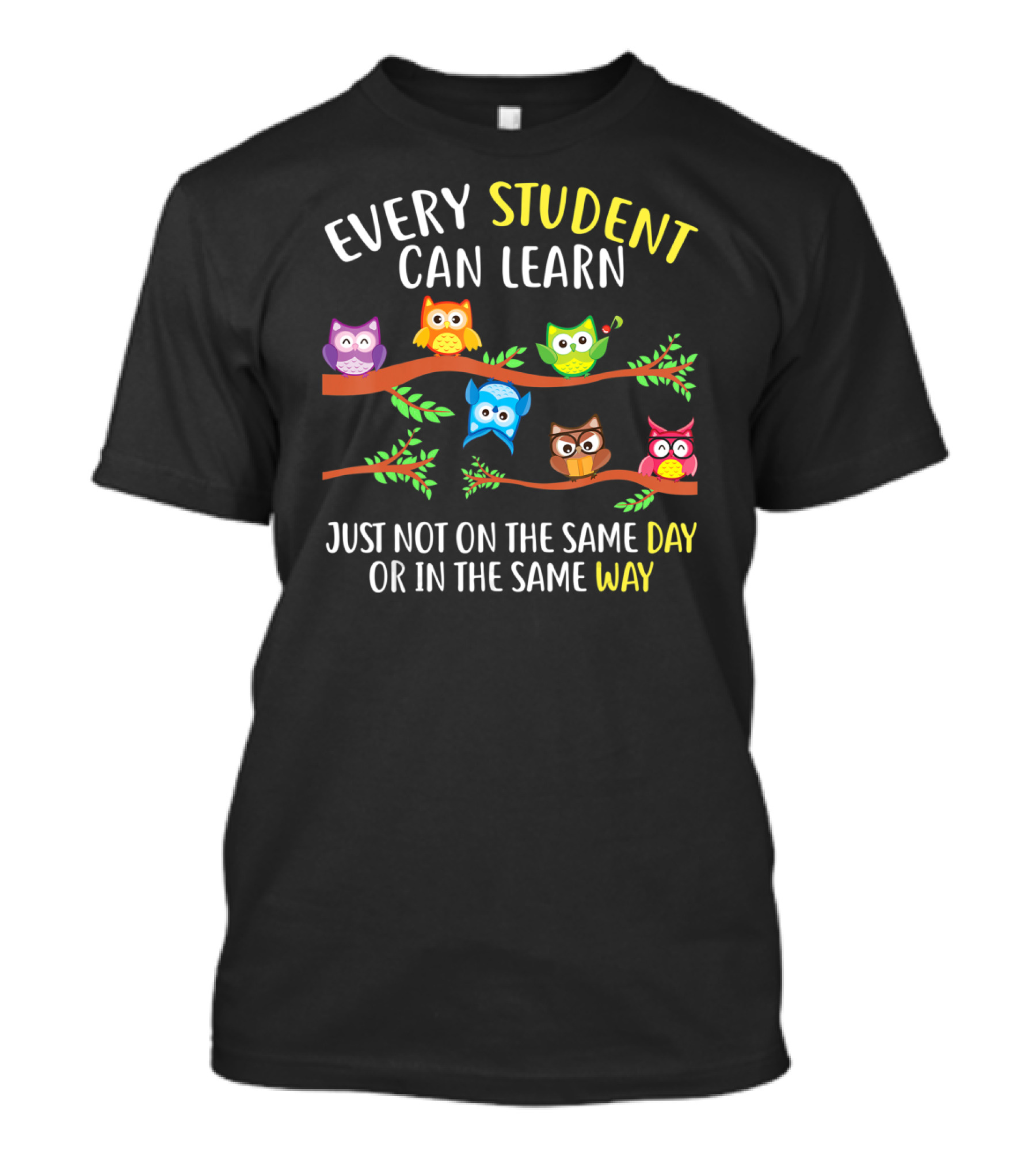 Every Student Can Learn Just Not On The Same Day Or In The Same Way Owl T-Shirt