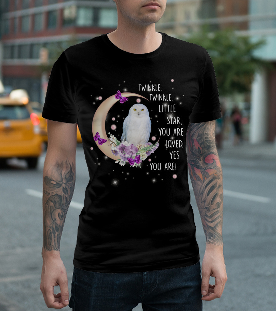 Twinkle Twinkle Little Star You Are Loved Yes You Are Owl Moon Butterflies T-Shirt