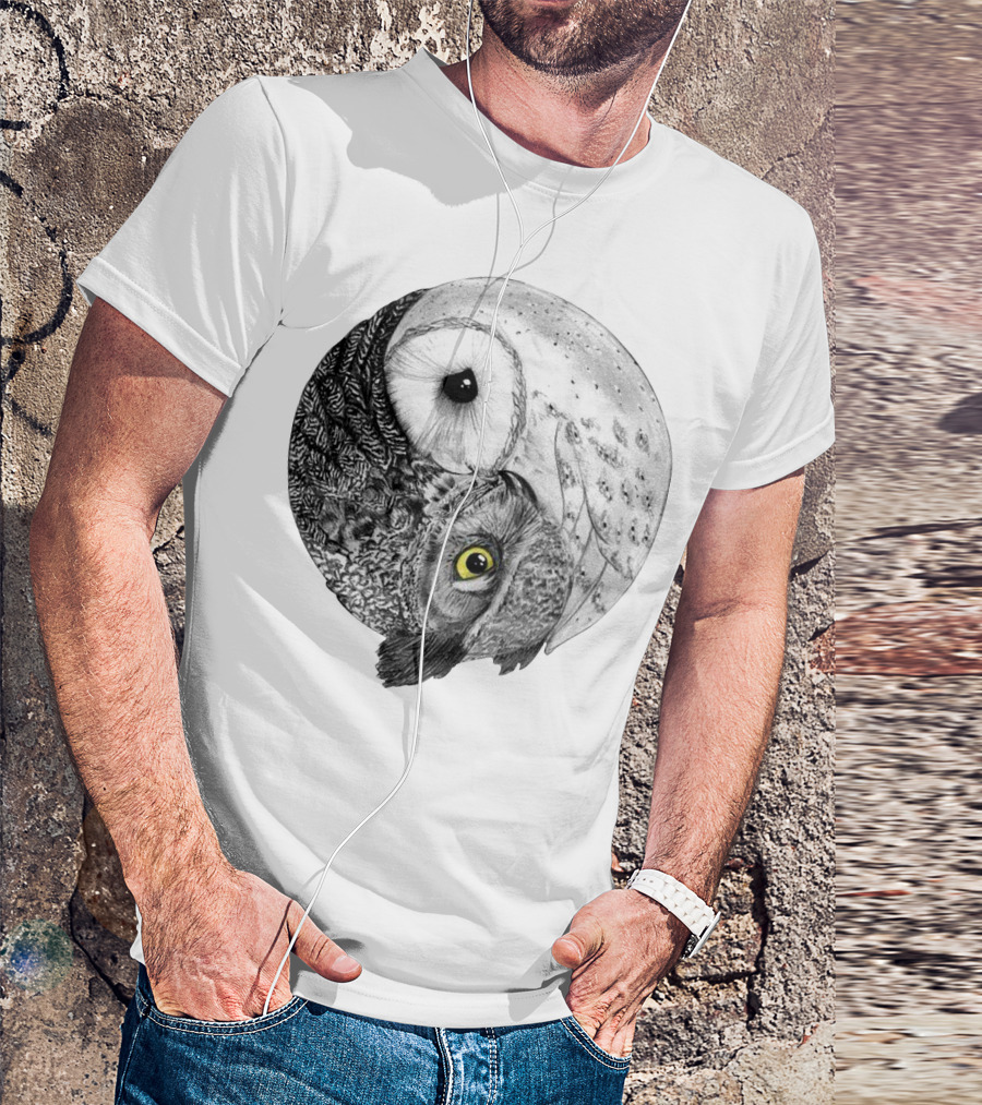 Yin Yang Black And White Owl T-Shirt