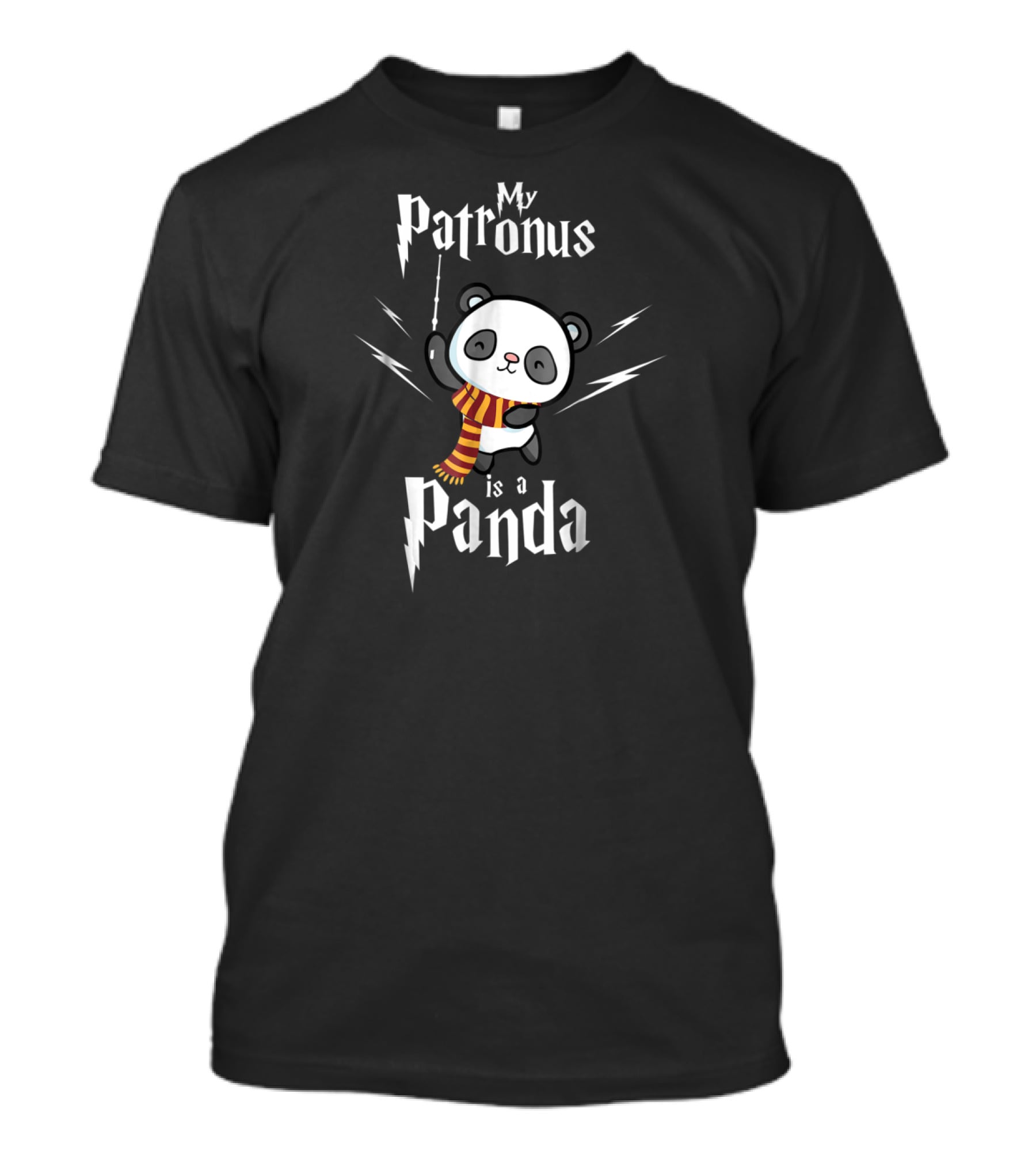 Funny Panda My Patronus Is A Panda With Magic Wand And Scarf T-Shirt