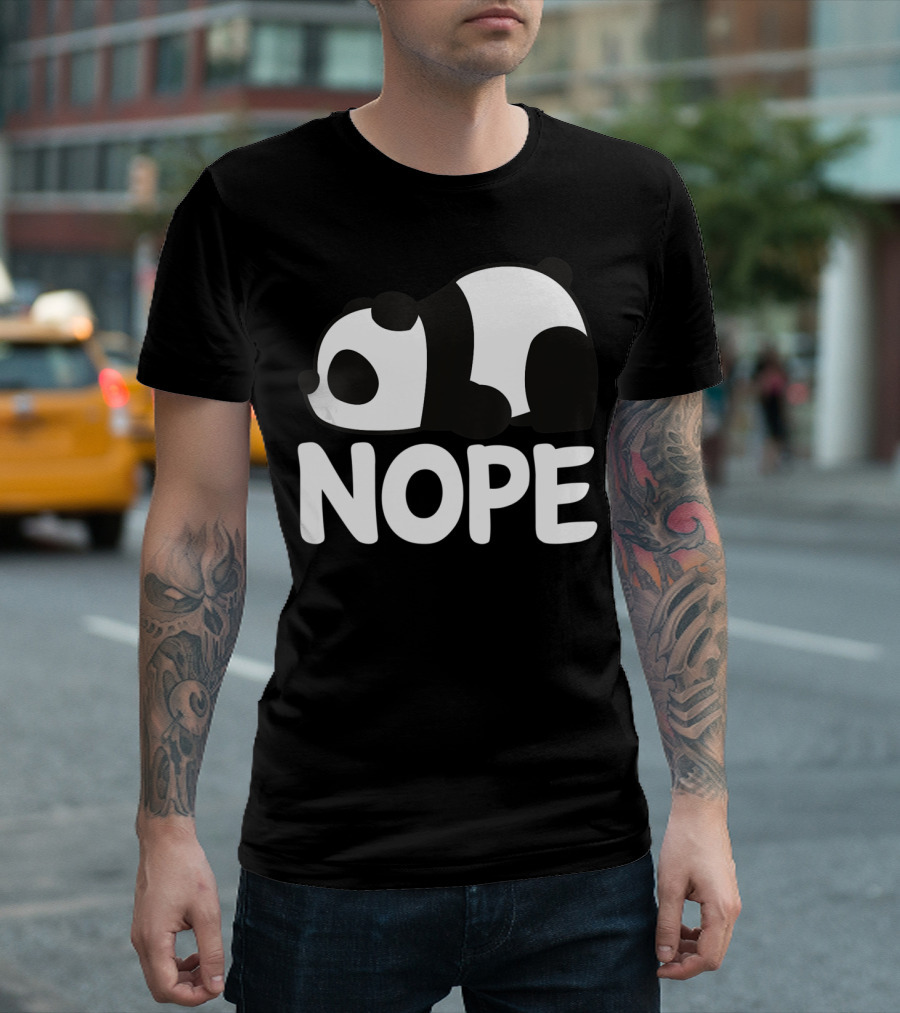 Nope Not Today Lazy Panda Womens Girls Animal T-Shirt