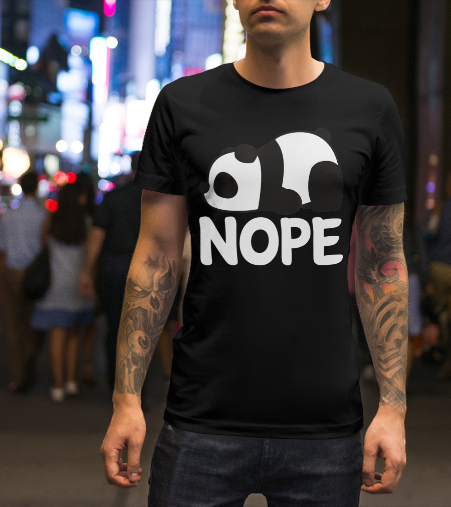 Nope Not Today Lazy Panda Womens Girls Animal T-Shirt