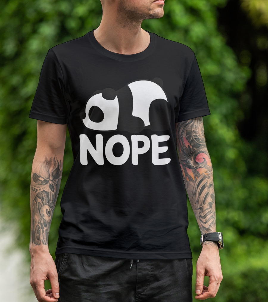 Nope Not Today Lazy Panda Womens Girls Animal T-Shirt
