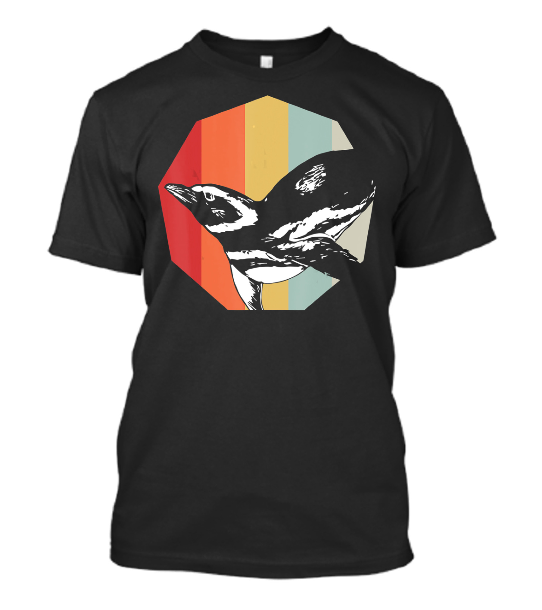 Retro Penguin Vintage Stripes T-Shirt