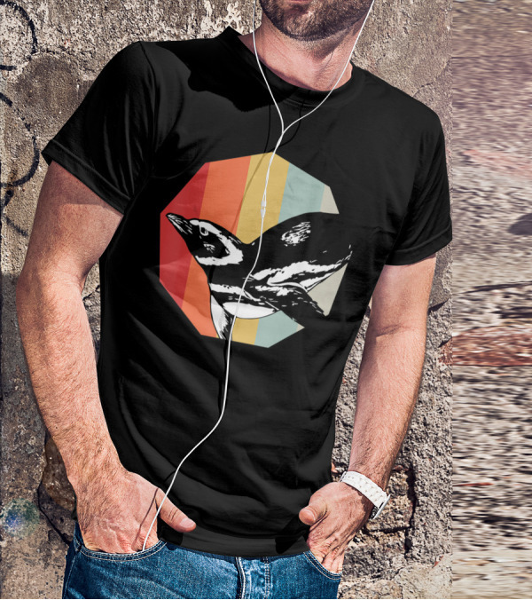 Retro Penguin Vintage Stripes T-Shirt