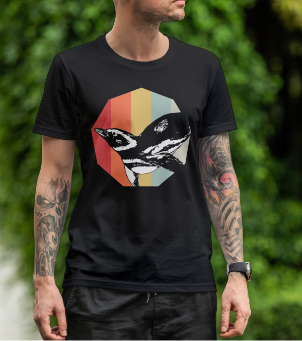Retro Penguin Vintage Stripes T-Shirt