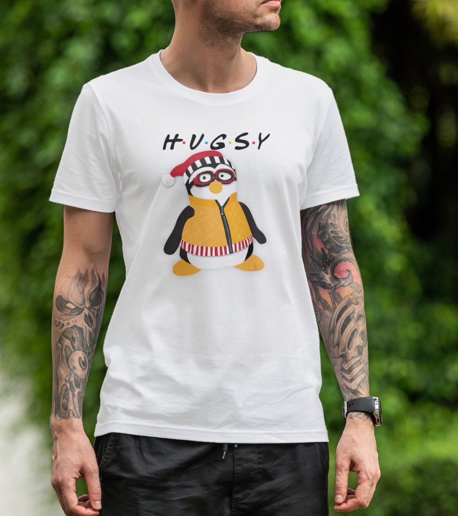 Hugsy Penguin With Santa Hat And Glasses T-Shirt