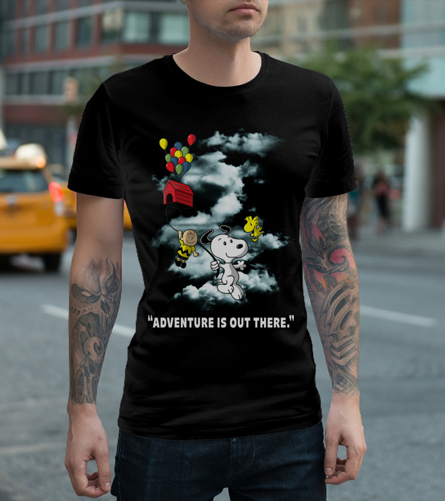 Adventure Is Out There Charlie Brown Snoopy Woodstock Balloons Peanuts T-Shirt