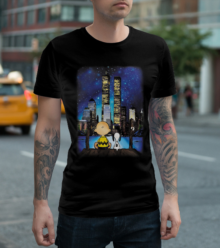 Always Remember Snoopy The Peanuts Movie Twin Towers Charlie Brown Night Sky T-Shirt