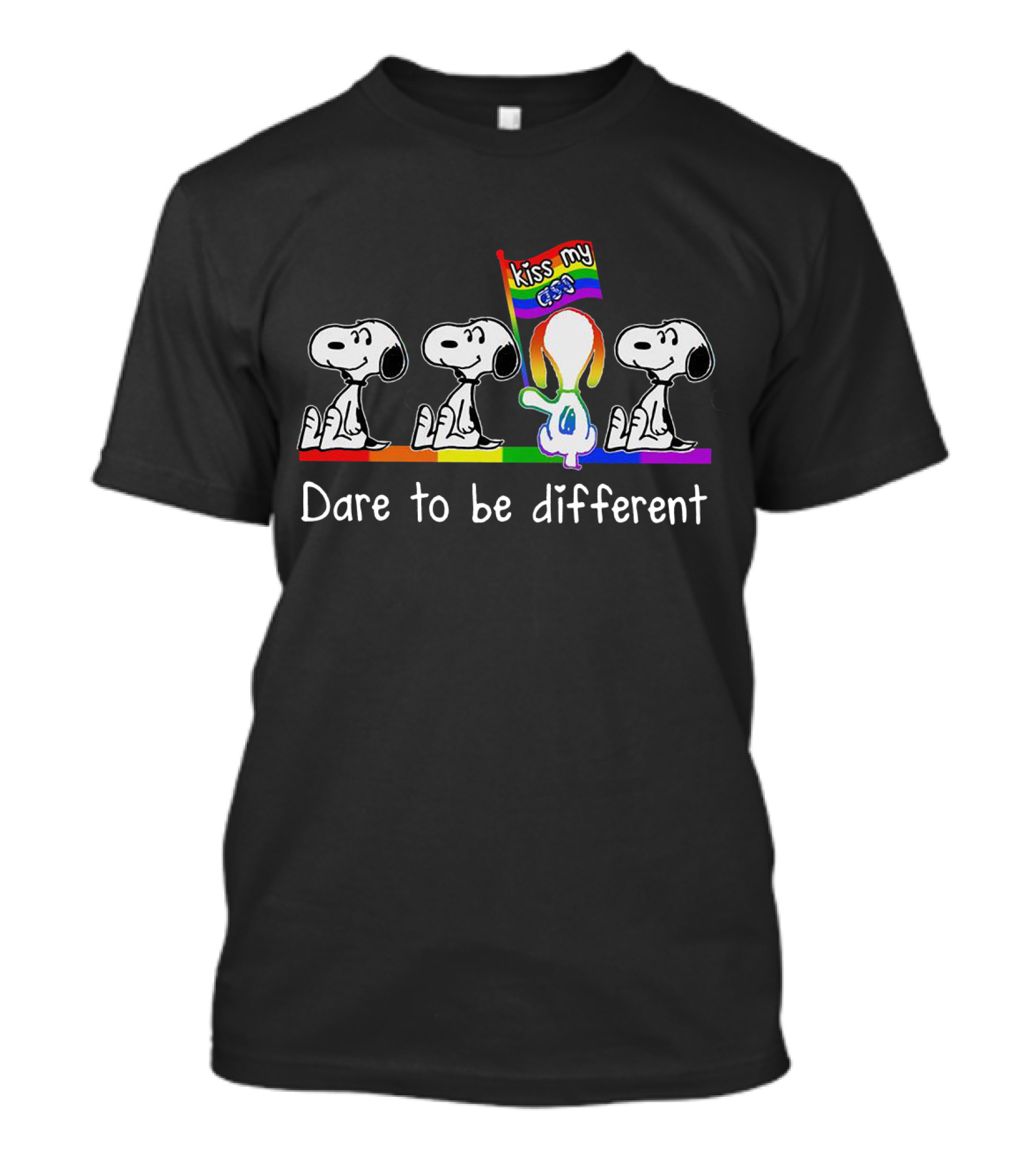 Dare To Be Different Kiss My Snoopy Peanuts Rainbow Flag T-Shirt
