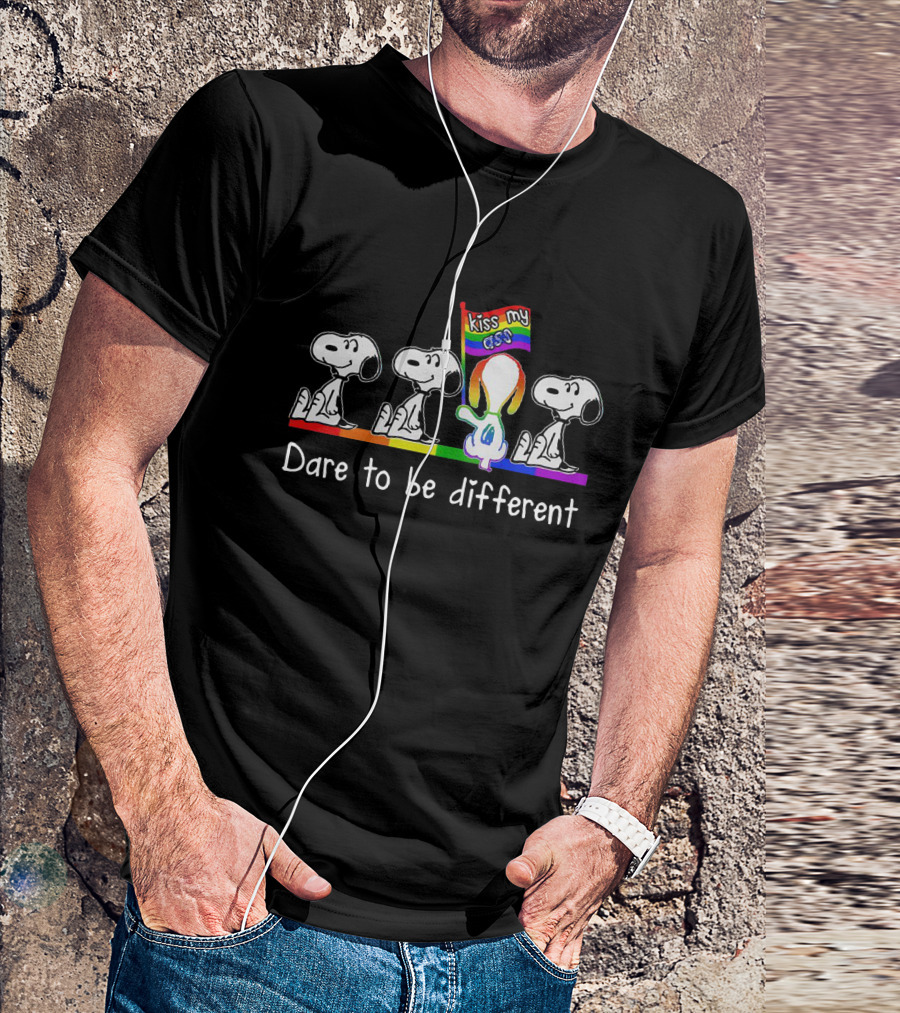 Dare To Be Different Kiss My Snoopy Peanuts Rainbow Flag T-Shirt