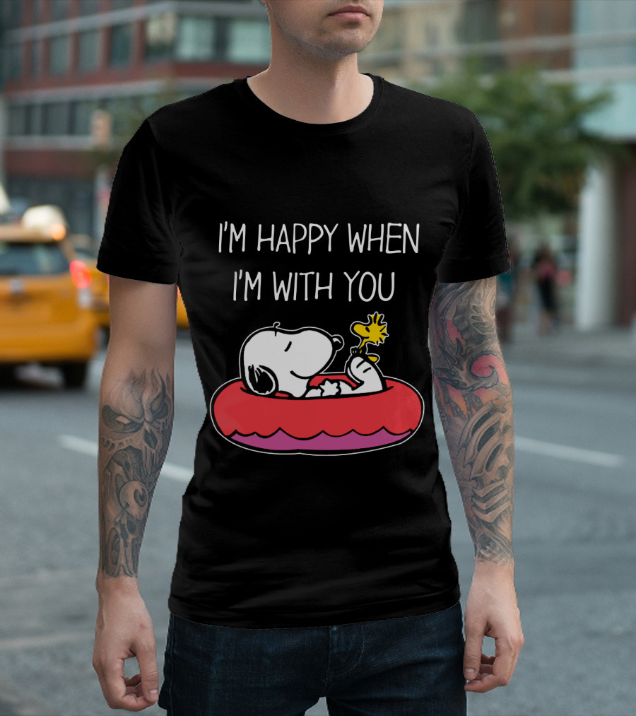 I'm Happy When I'm With You Snoopy And Woodstock Peanuts Float T-Shirt