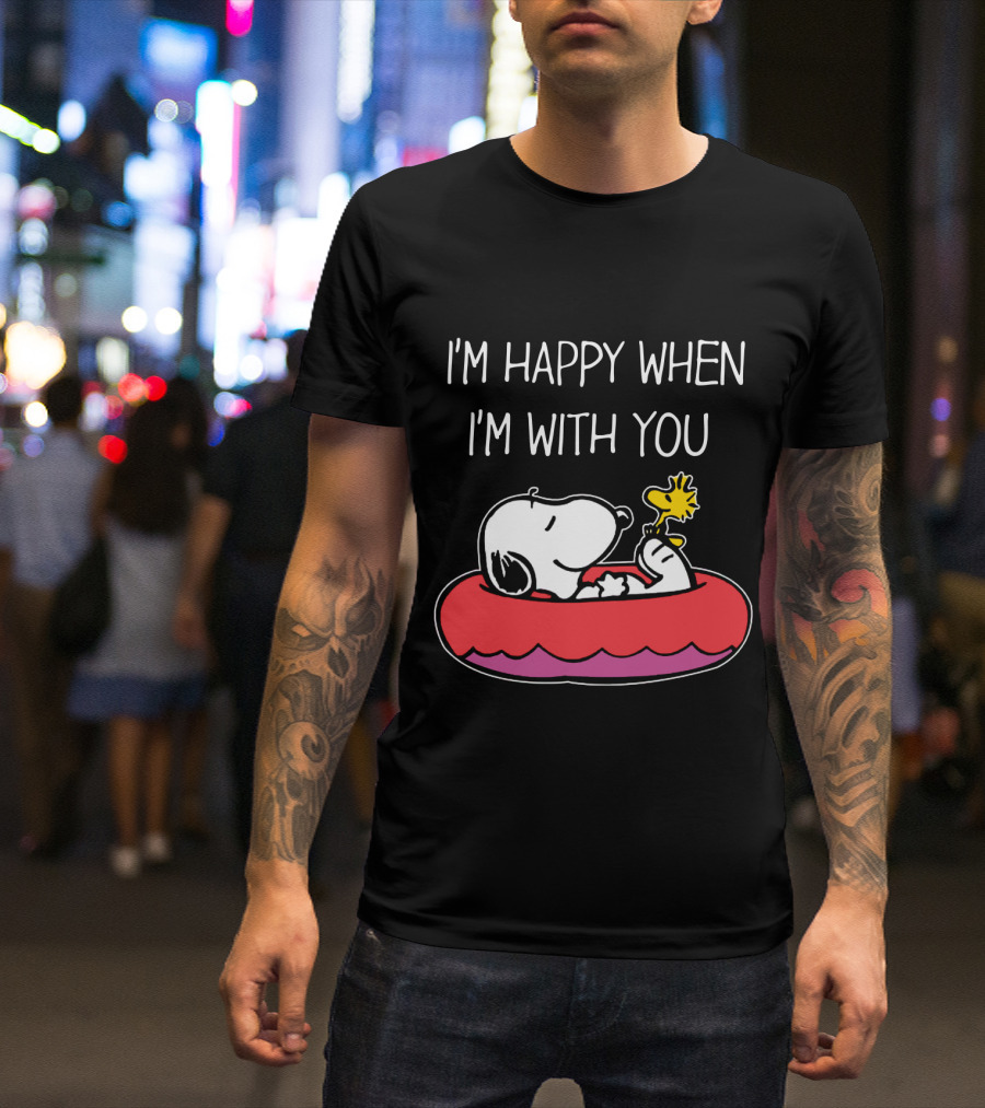 I'm Happy When I'm With You Snoopy And Woodstock Peanuts Float T-Shirt